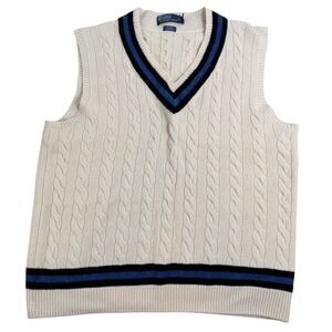 Polo Ralph Lauren Vest Sweater Jumper Cricket Cable Tennis Wool Silk Cashmere LT